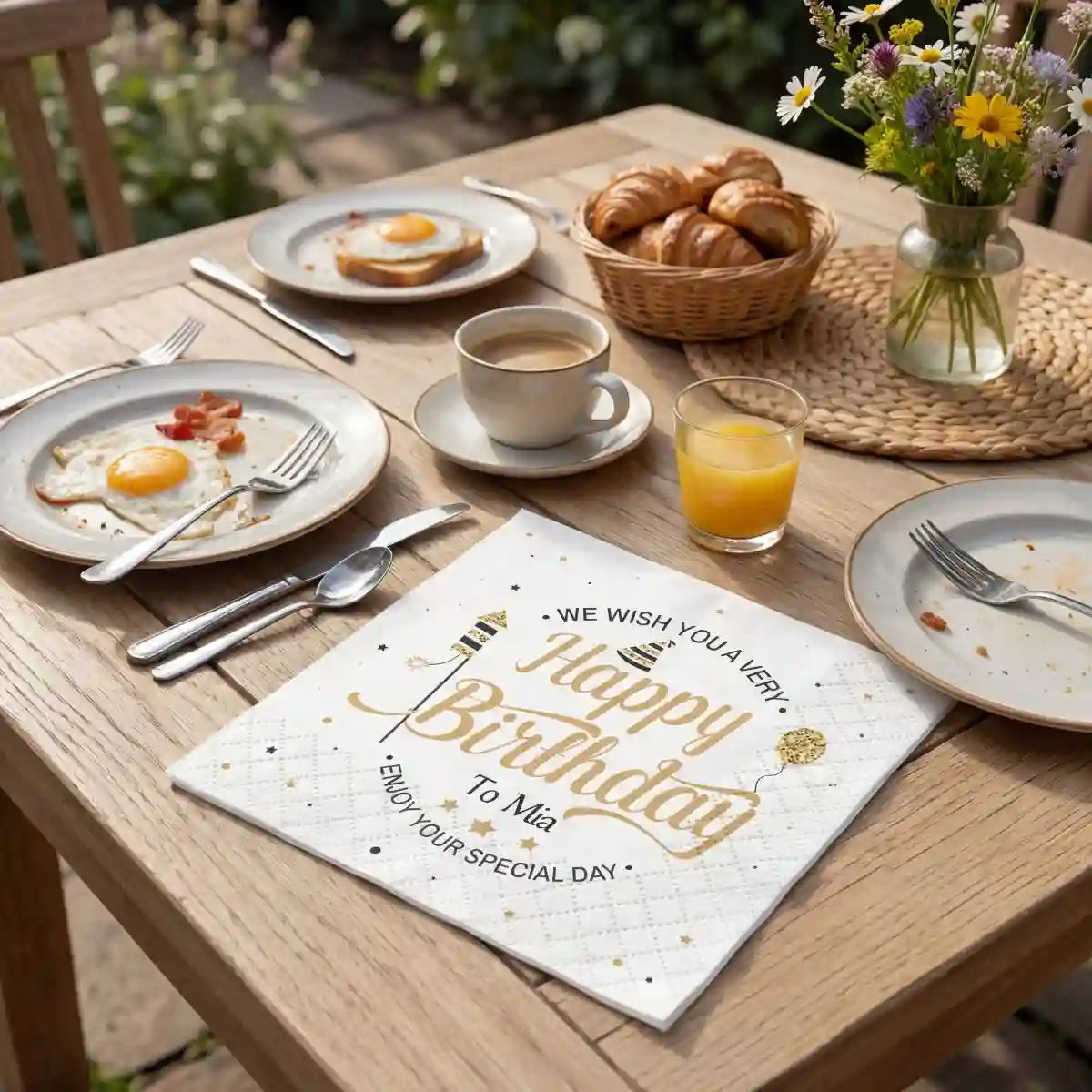 personalized Happy Birthday napkin table decoration