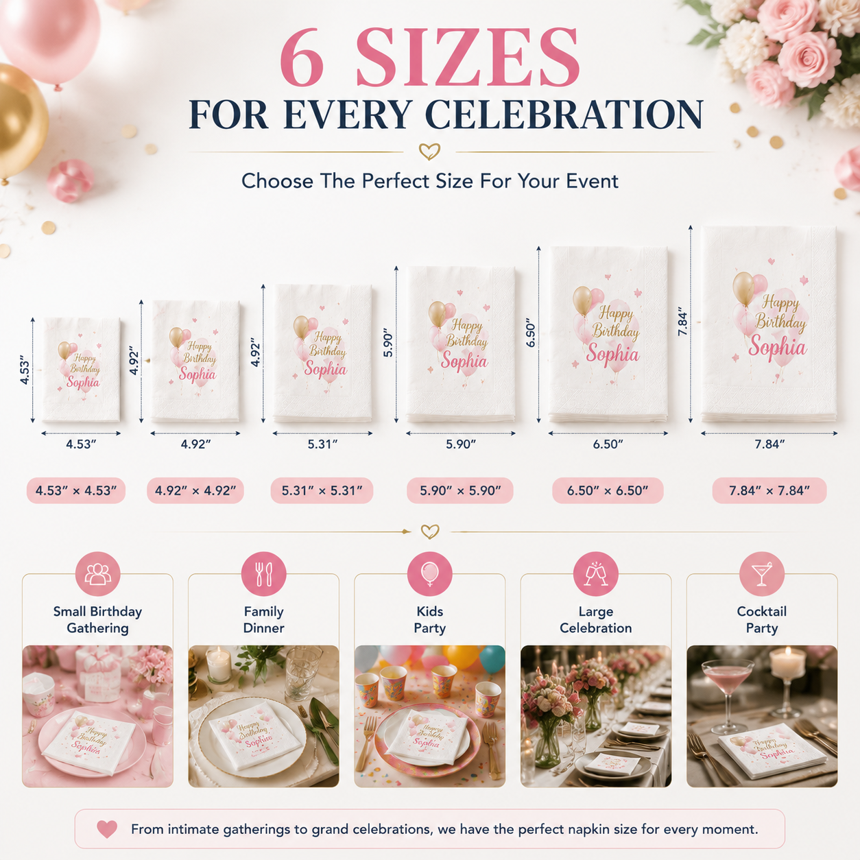 SKYTISUE 名入れ誕生日ナプキン|名前、写真、デザイン入りカスタムプリントパーティーナプキン