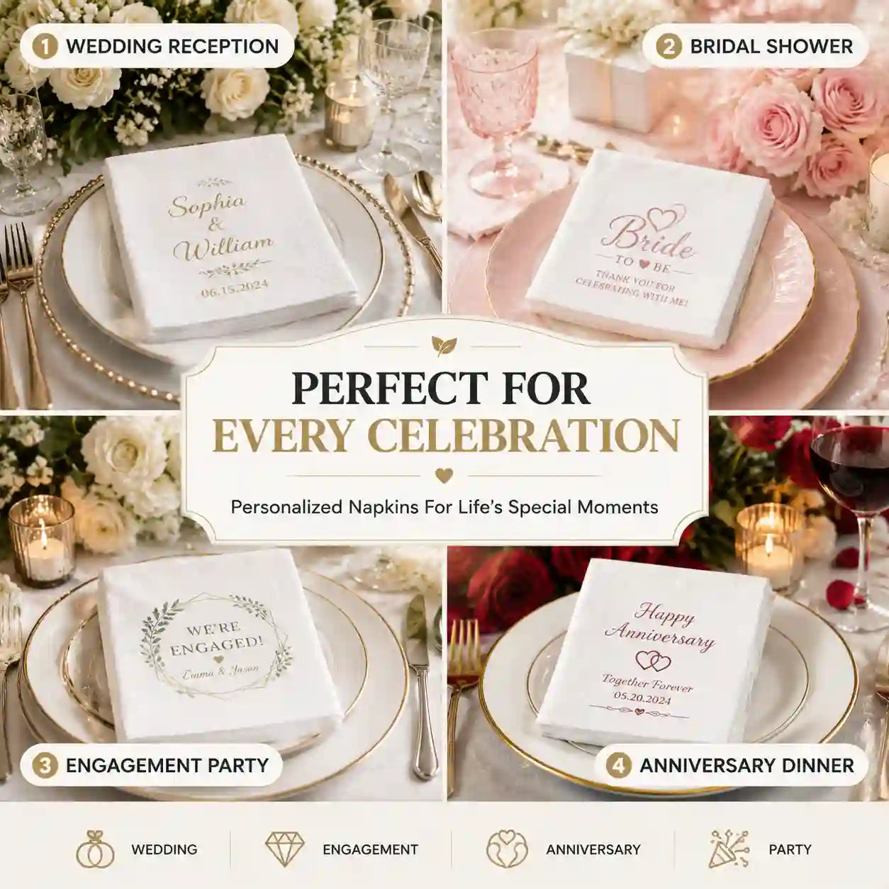 SKYTISUE Personalized Wedding Napkins Custom Names & Designs
