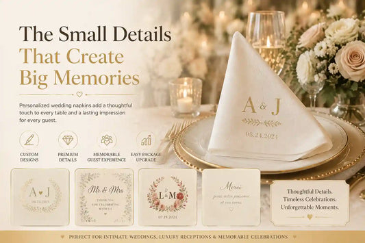 Personalized Wedding Napkins for Elegant Wedding Details - SKYTISUE