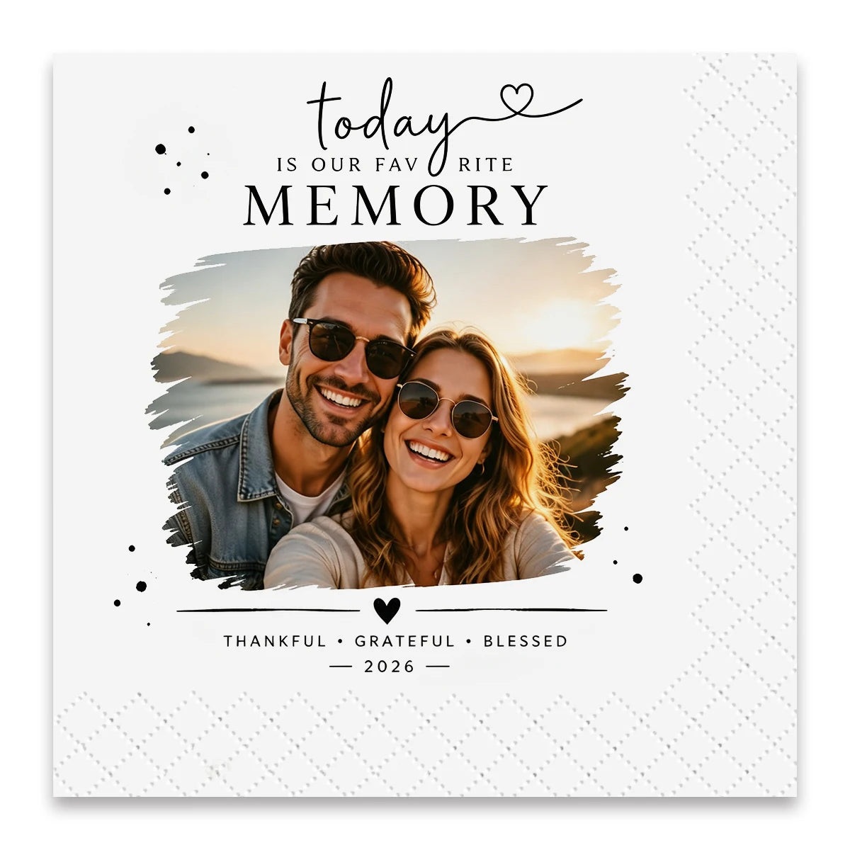 Personalized photo napkins featuring custom couple memories for special celebrations