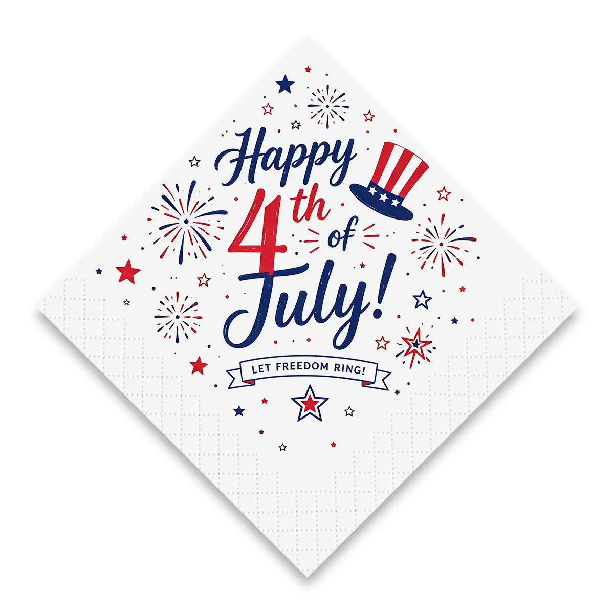 Personalized 4th of July napkins with patriotic red white blue design for Independence Day celebrations