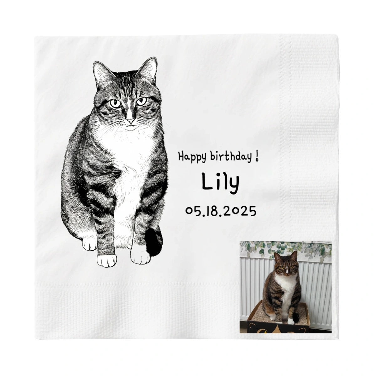 SKYTISUE Personalized Custom Printed Napkins – Pet Photo Cocktail & Party Napkins