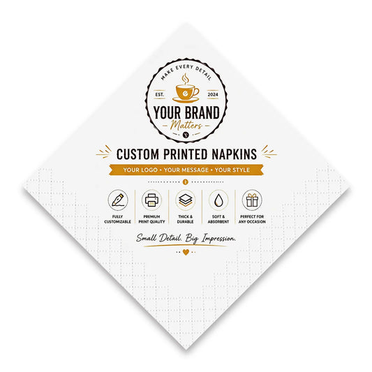 Custom personalised napkin with logo, photo design and 3D embossed edge