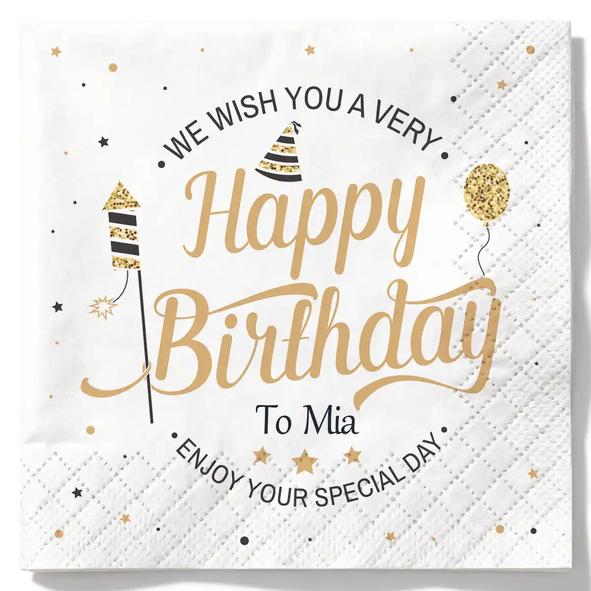 personalized birthday napkin with custom Happy Birthday design
