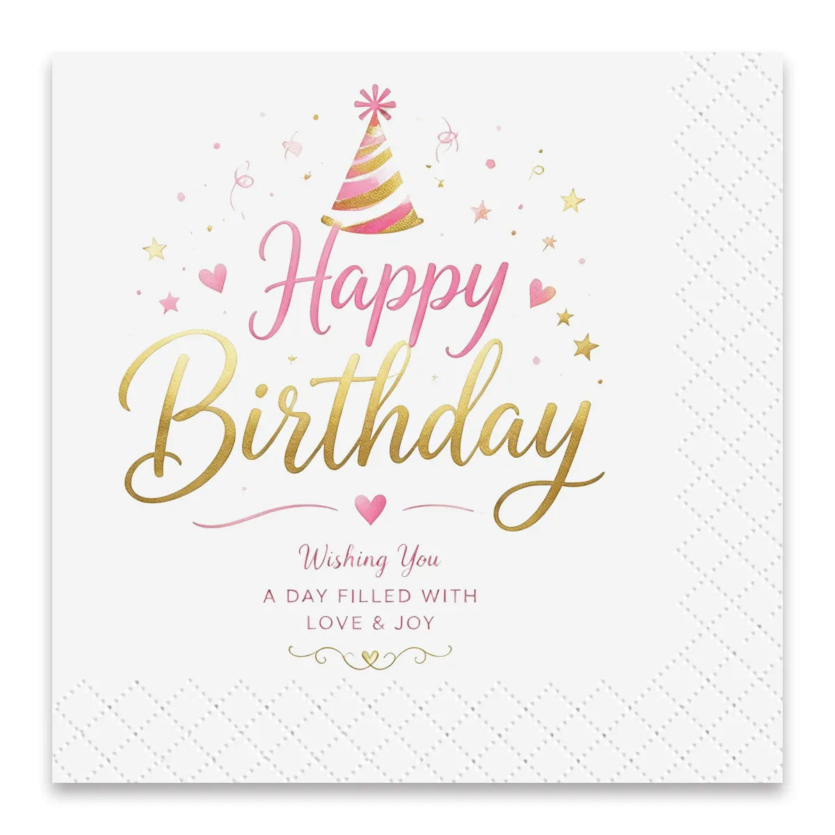 SKYTISUE personalized pink gold birthday napkins with elegant Happy Birthday design for party celebrations
