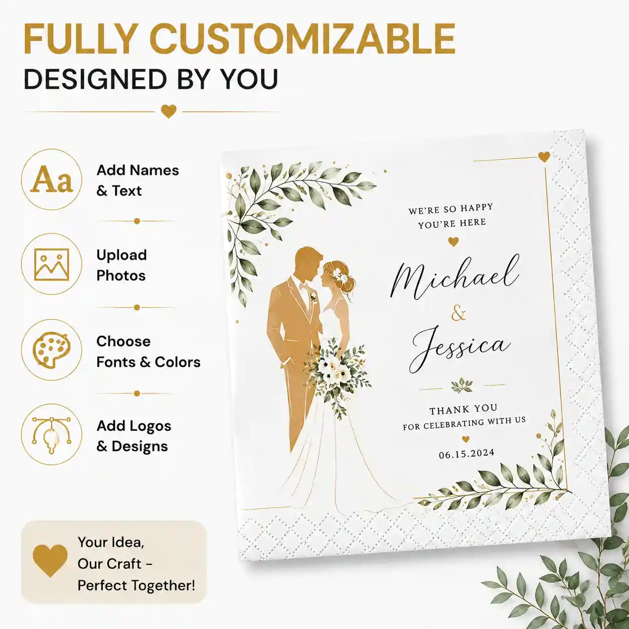 SKYTISUEP | ersonalized Cocktail Napkins Custom Printed Wedding & Party Napkins