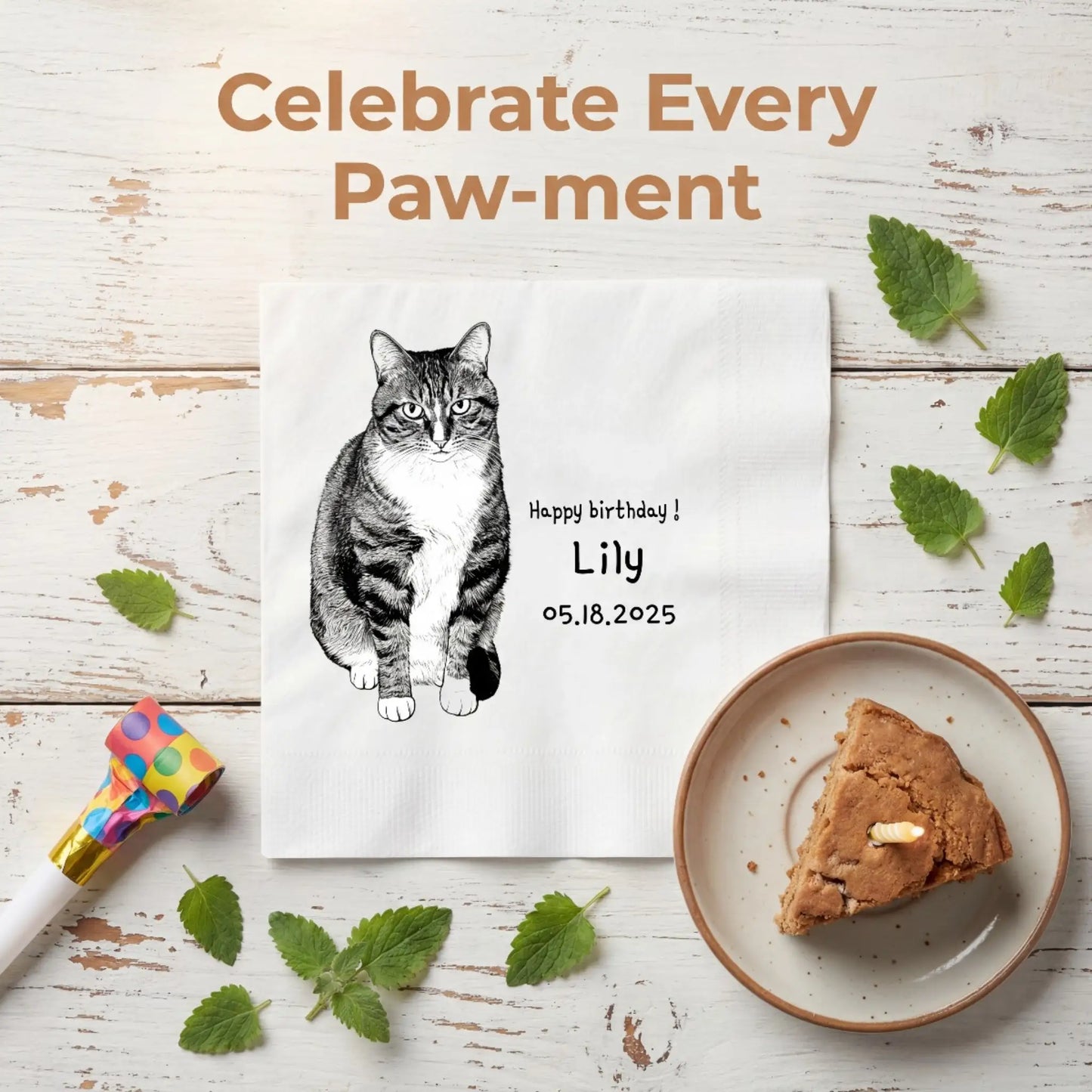 SKYTISUE Personalized Custom Printed Napkins – Pet Photo Cocktail & Party Napkins