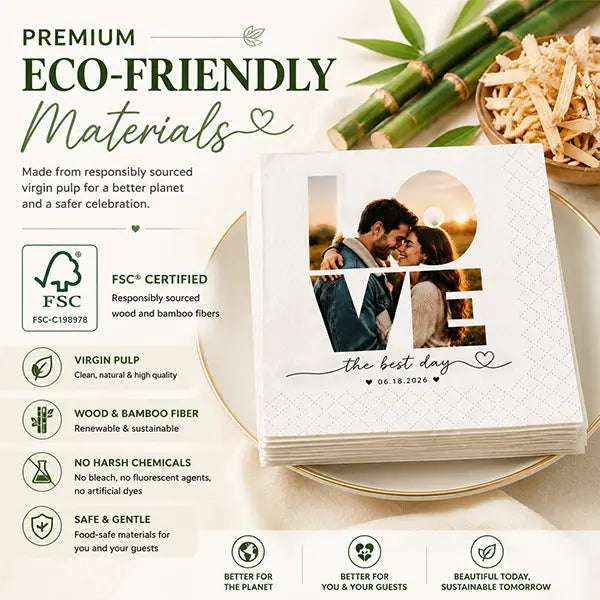 FSC certified eco friendly wedding napkins made with virgin wood and bamboo pulp