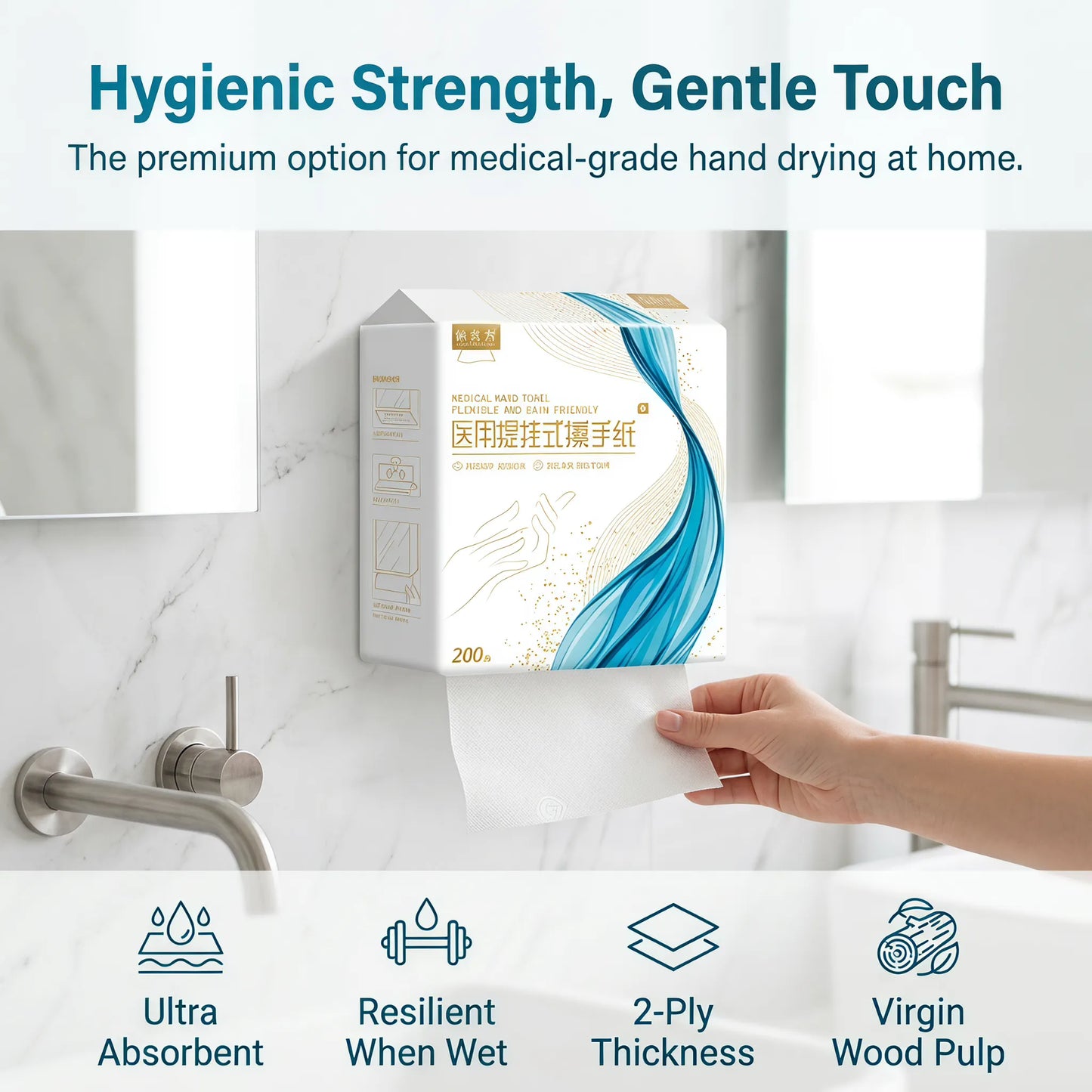 SKYTISUE Premium Wall Mounted Hand Towels – Ultra Absorbent Double Layer Disposable Paper Towels