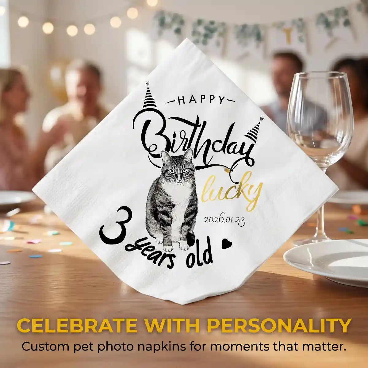 Custom pet birthday napkins for personalized celebrations and parties