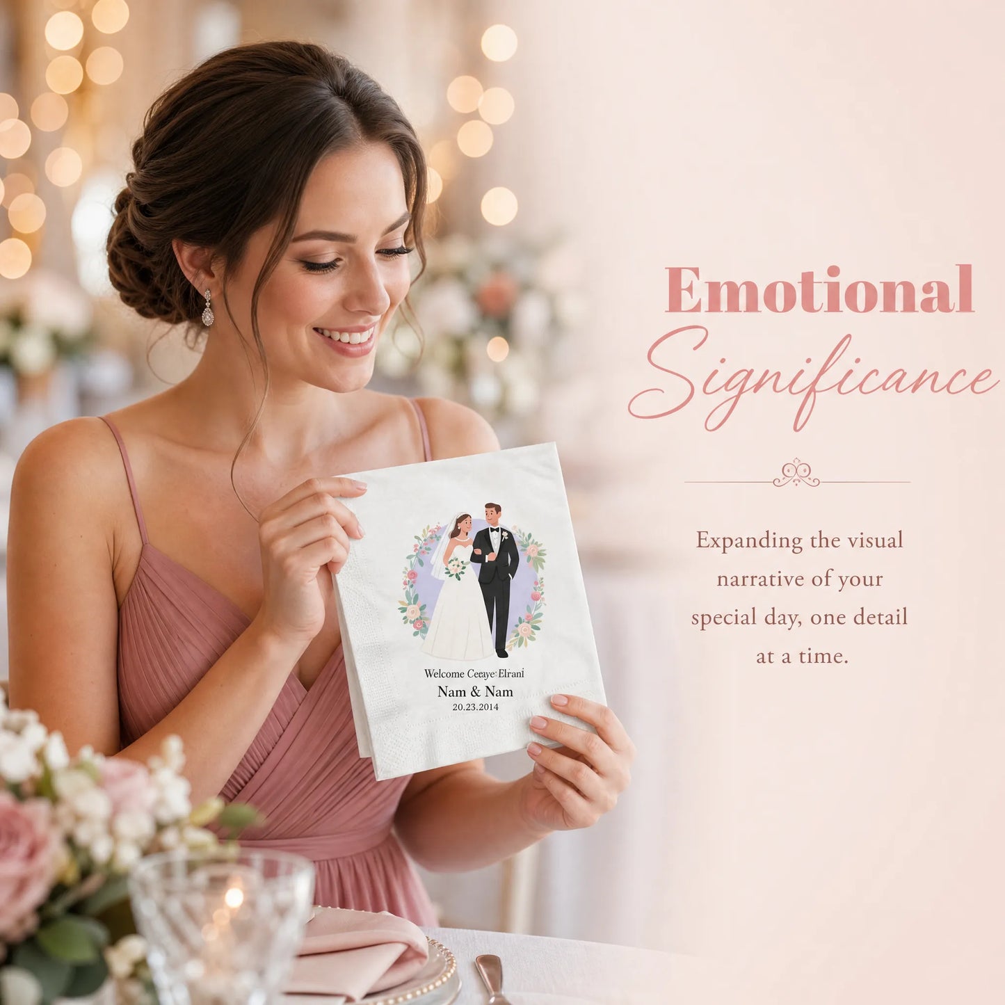 SKYTISUE Custom Personalized Wedding Napkins , Text, Photo & Logo Custom Cocktail Napkins