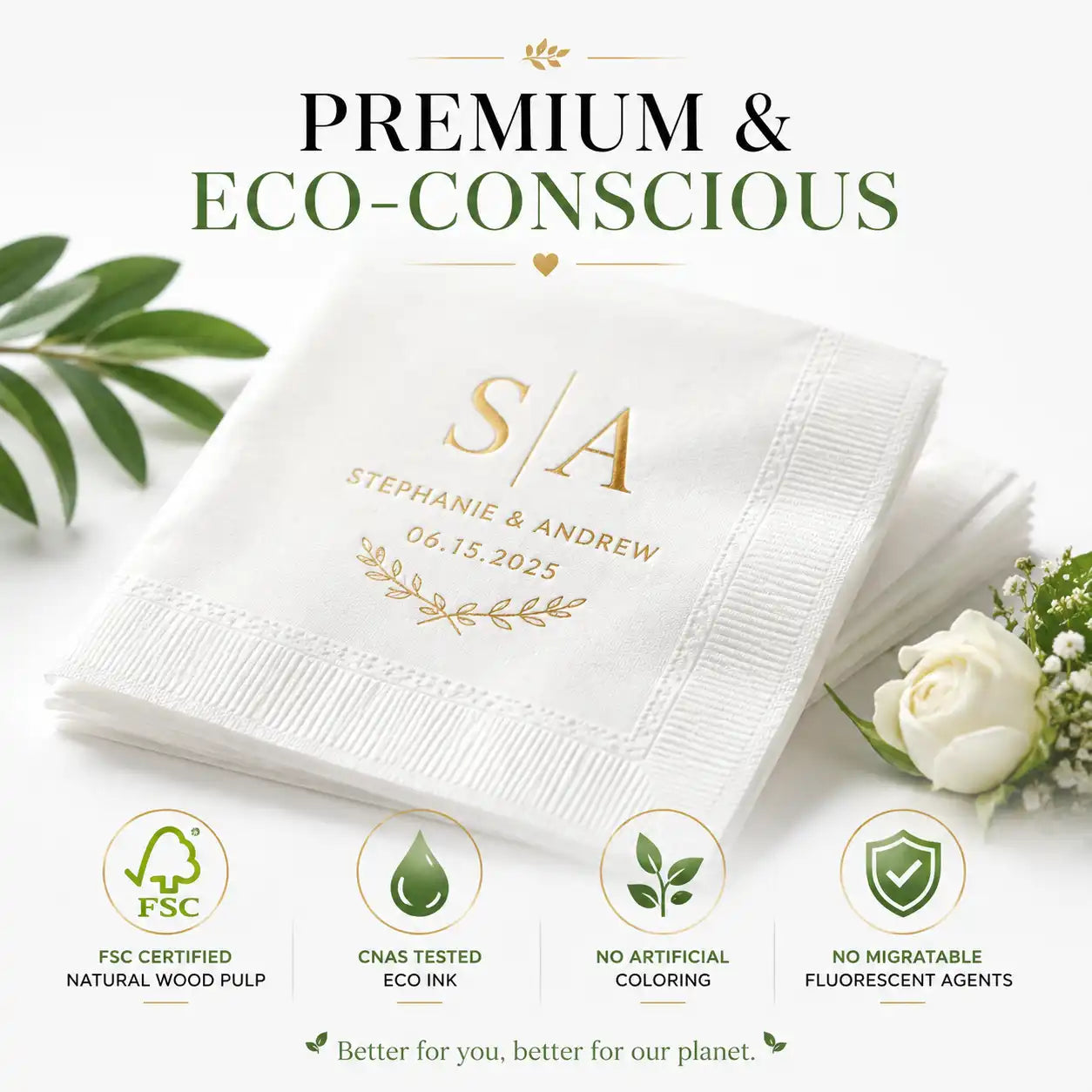 SKYTISUE Personalized Wedding Napkins | Custom Monogram Napkins with Names, Initials & Designs