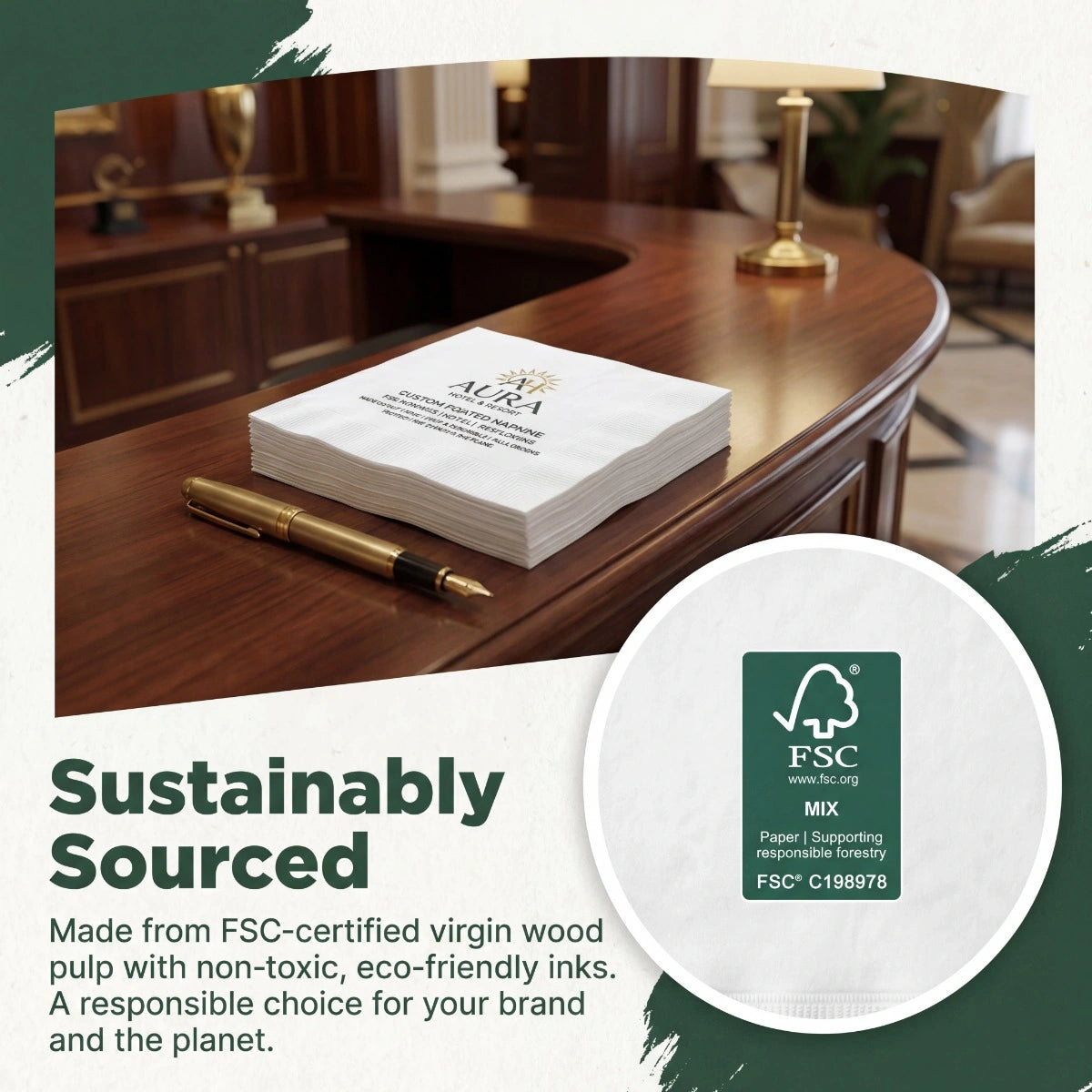 SKYTISUE Custom Personalized Napkins | Wedding & Event Logo Printed Eco Napkins