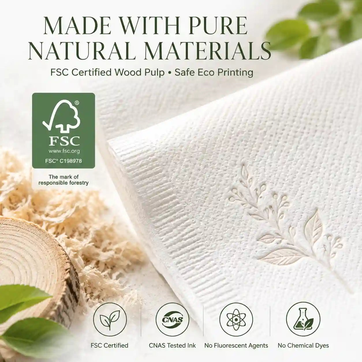FSC certified eco friendly personalized paper napkins