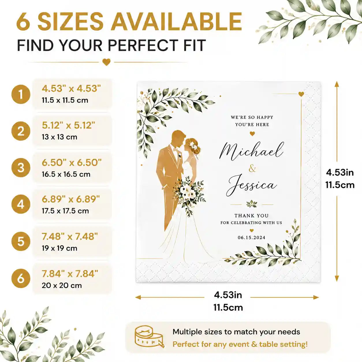 SKYTISUEP | ersonalized Cocktail Napkins Custom Printed Wedding & Party Napkins