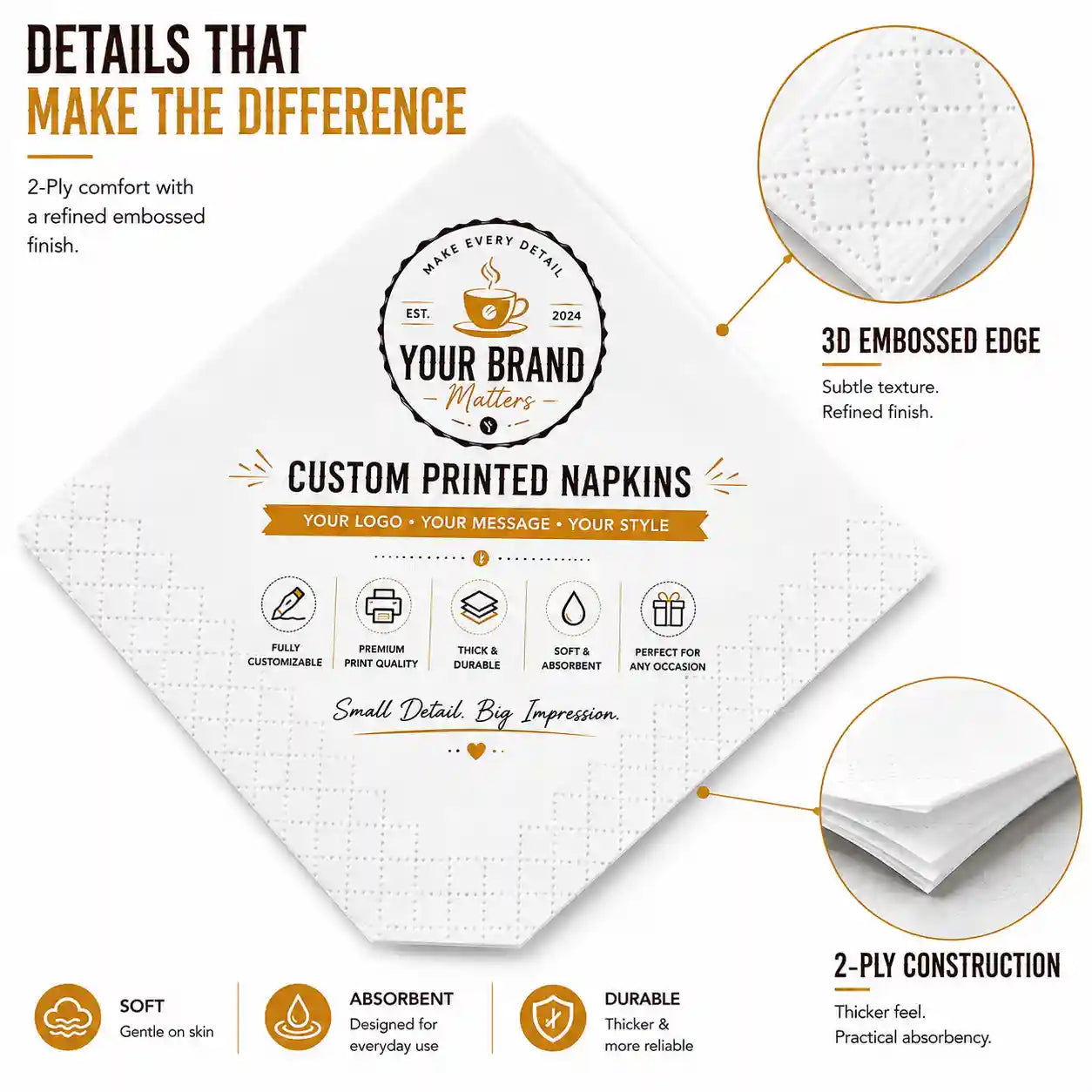 SKYTISUE | Custom Personalised Napkins – Logo, Photo & Text