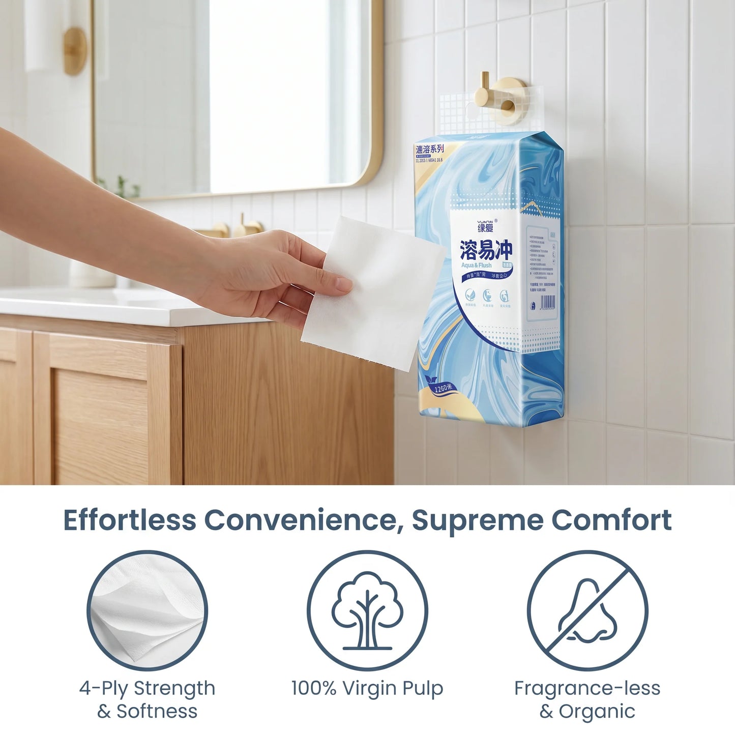 SKYTISUE Hanging Flushable Toilet Tissue – 4 Ply, Clog Resistant & Septic Safe