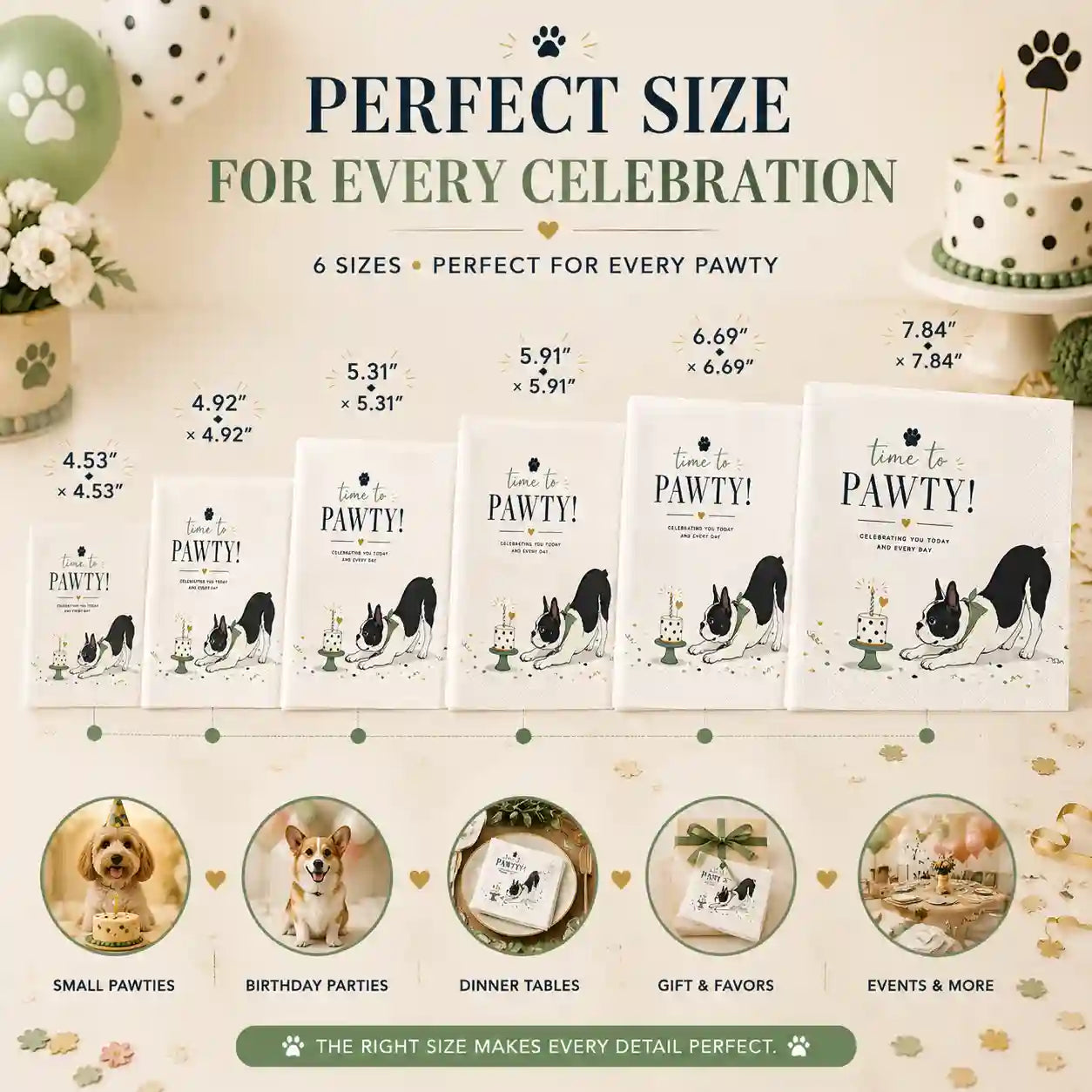 SKYTISUE pet birthday napkins available in six sizes for every celebration