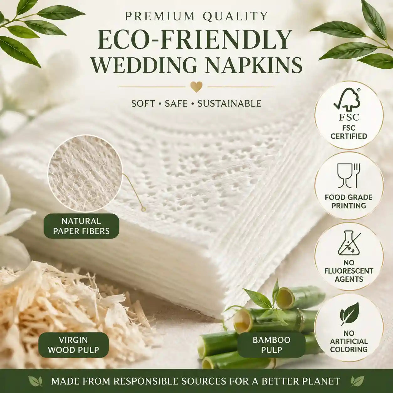 SKYTISUE Personalized Wedding Napkins Custom Names & Designs