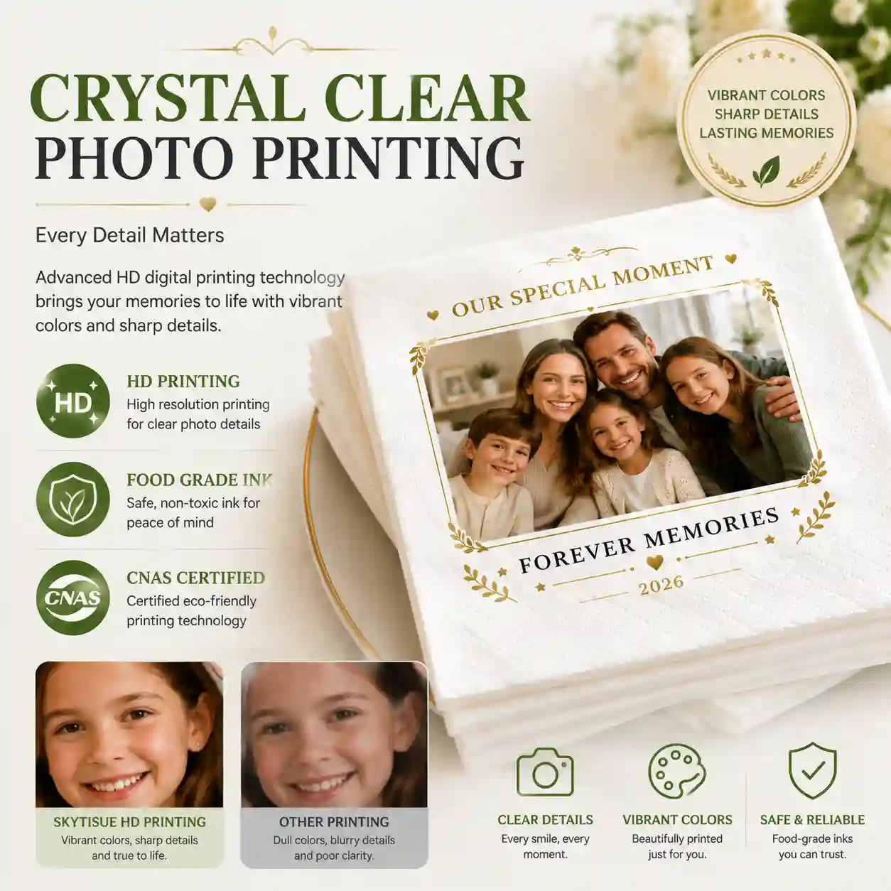 Personalized napkin customization process with free design preview before production