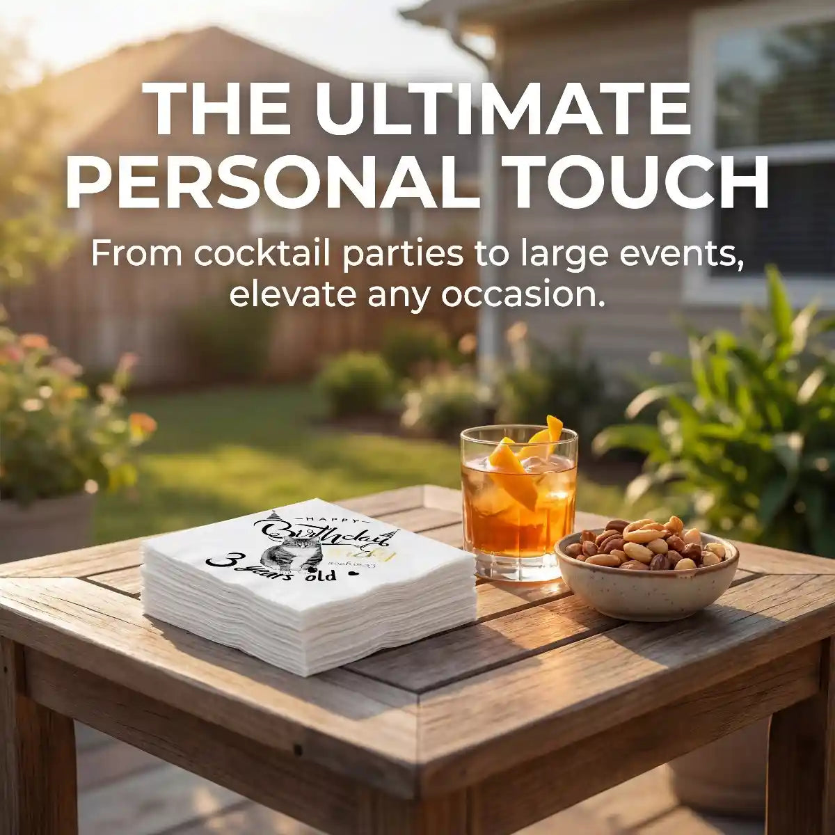 Custom printed pet napkins for outdoor parties and celebrations