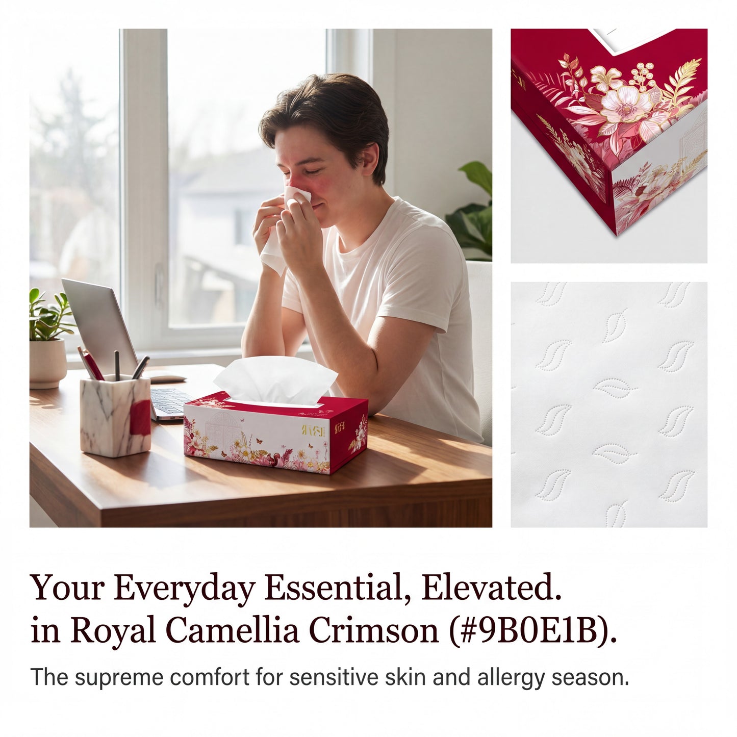 SKYTISUE Premium Lotion Tissue Box Sheets for Colds and Runny Noses 3-Ply Lotion Facial Tissues Made with Virgin Wood Pulp