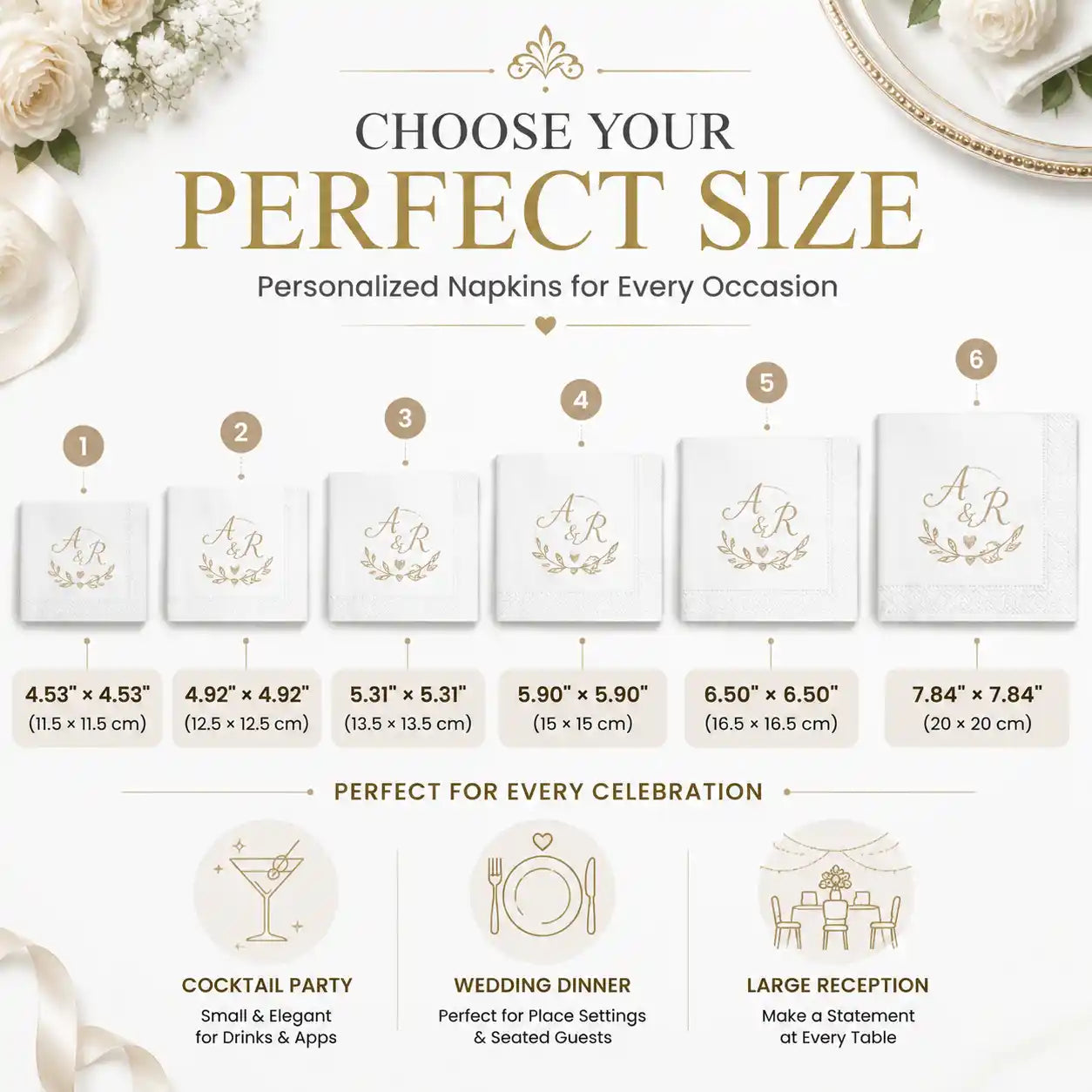 SKYTISUE Personalized Wedding Napkins | Custom Monogram Napkins with Names, Initials & Designs