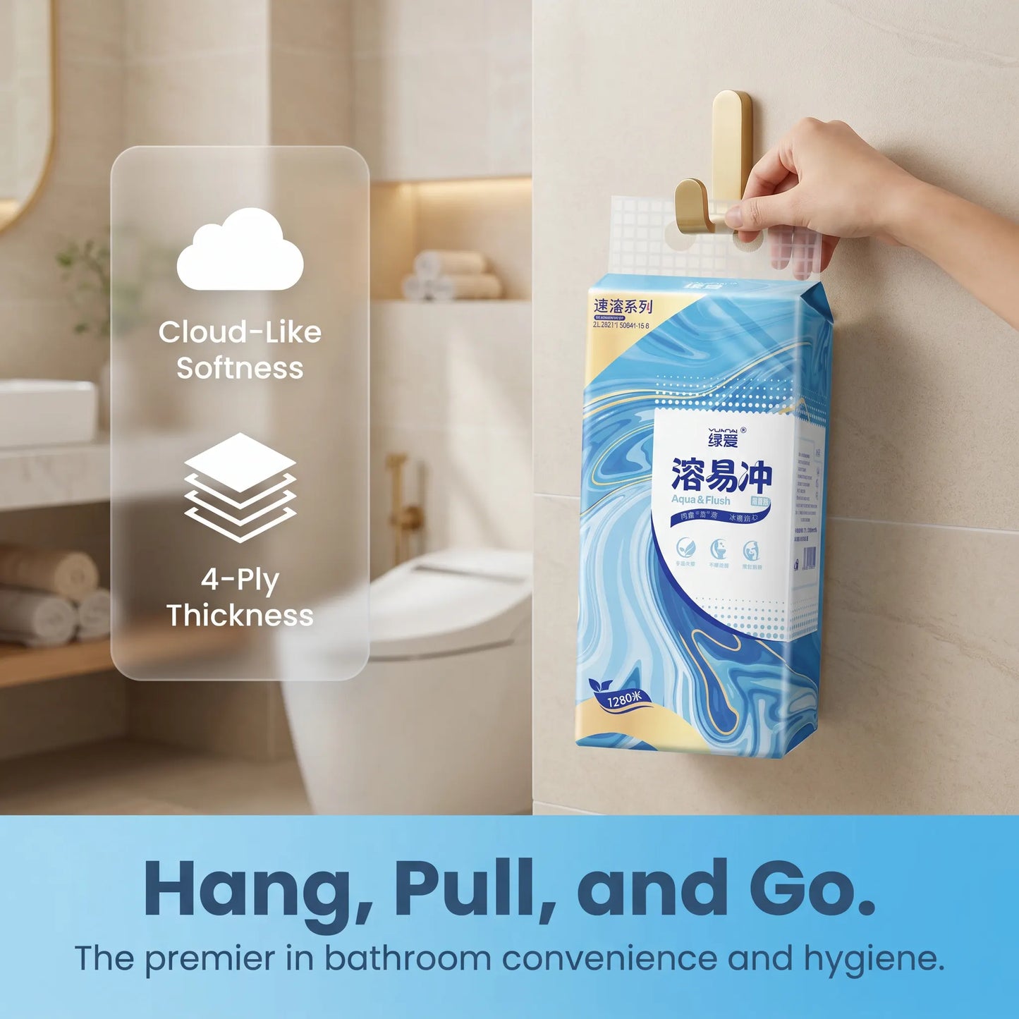 SKYTISUE Hanging Flushable Toilet Tissue – 4 Ply, Clog Resistant & Septic Safe