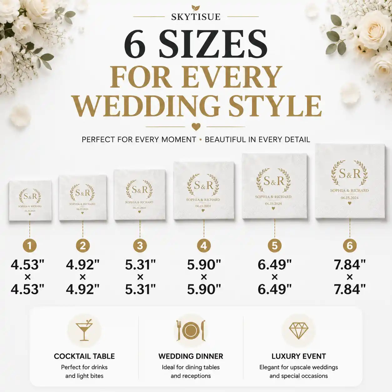 SKYTISUE Personalized Wedding Napkins Custom Names & Designs