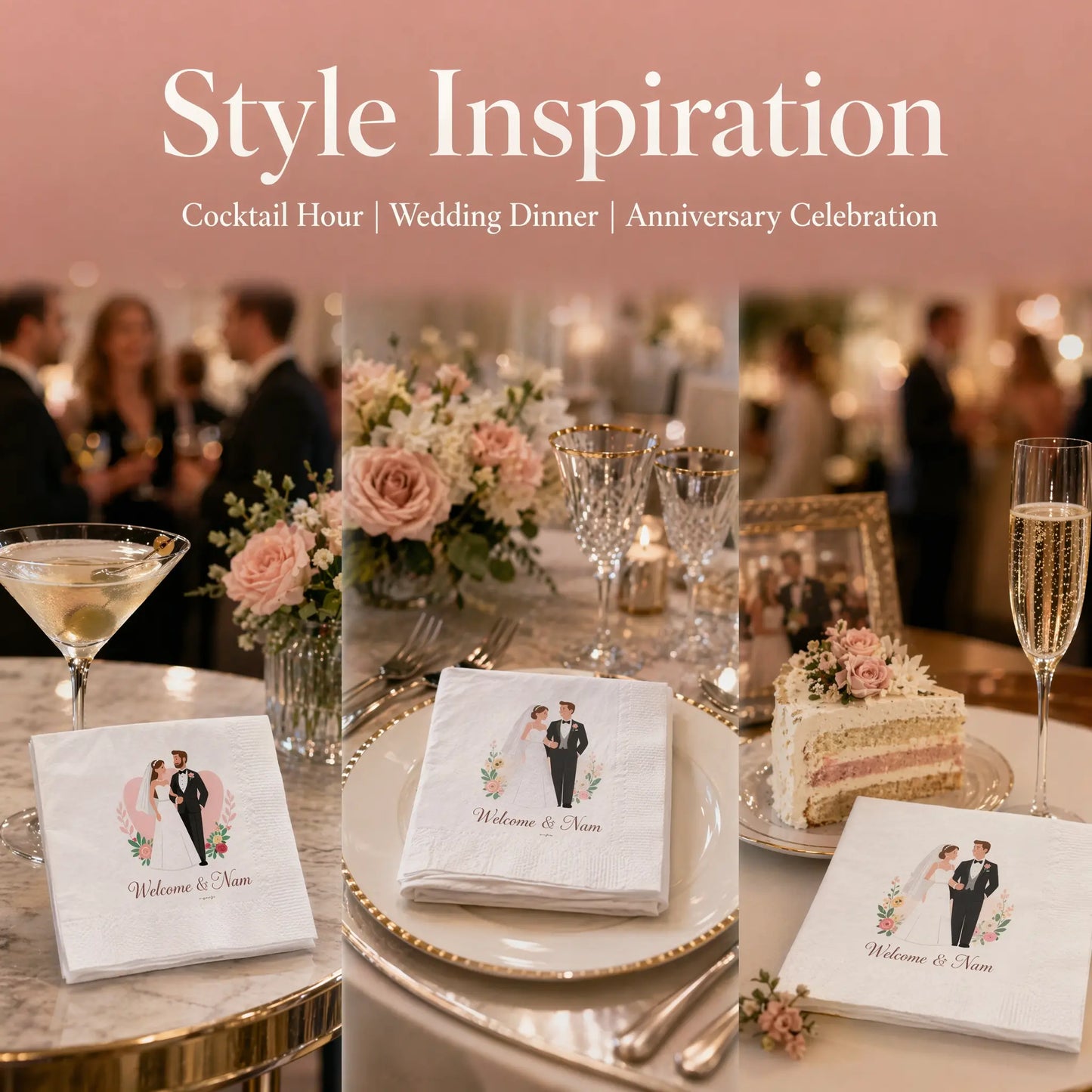 SKYTISUE Personalized Wedding Napkins – Custom Printed Cocktail & Dinner Napkins