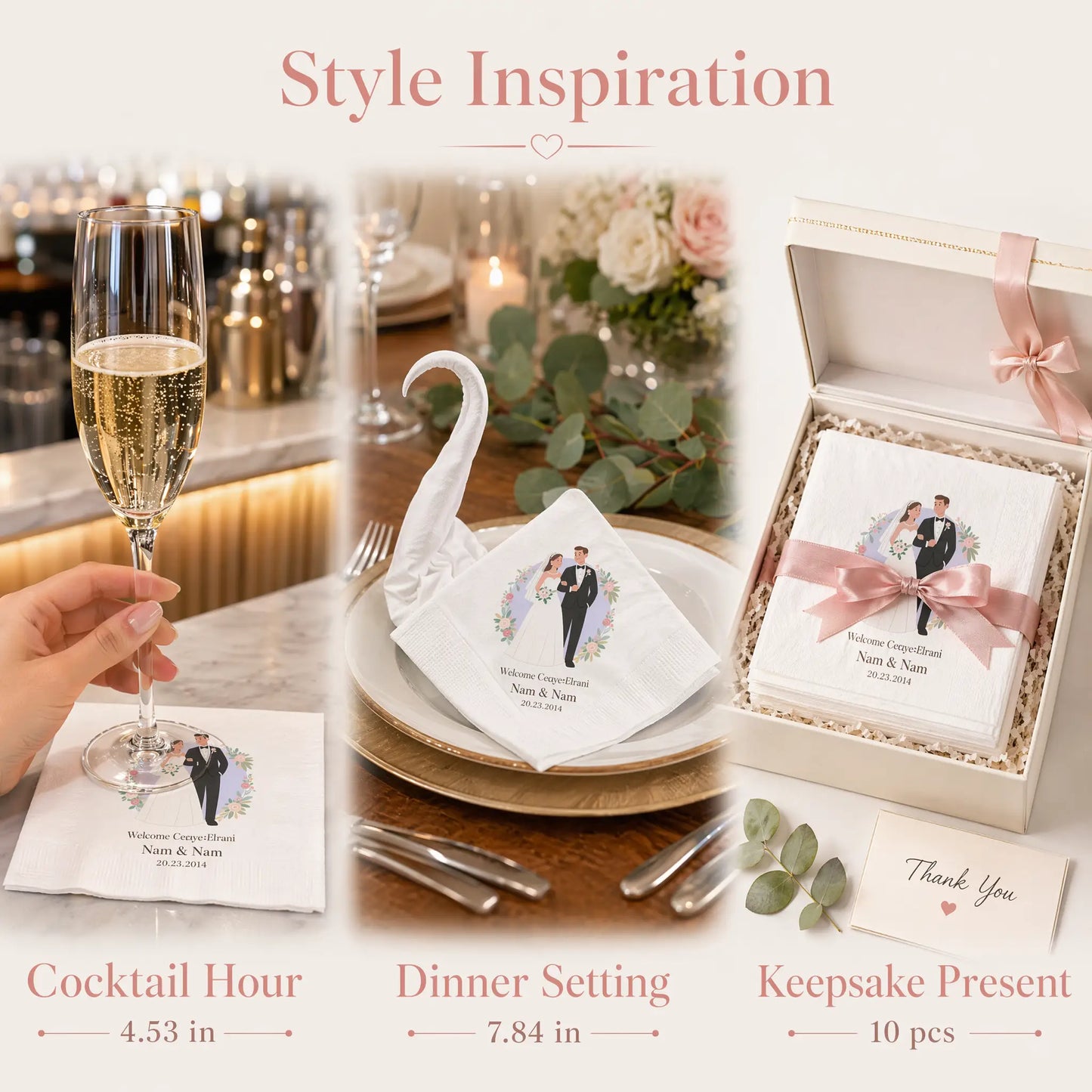 SKYTISUE Custom Personalized Wedding Napkins , Text, Photo & Logo Custom Cocktail Napkins