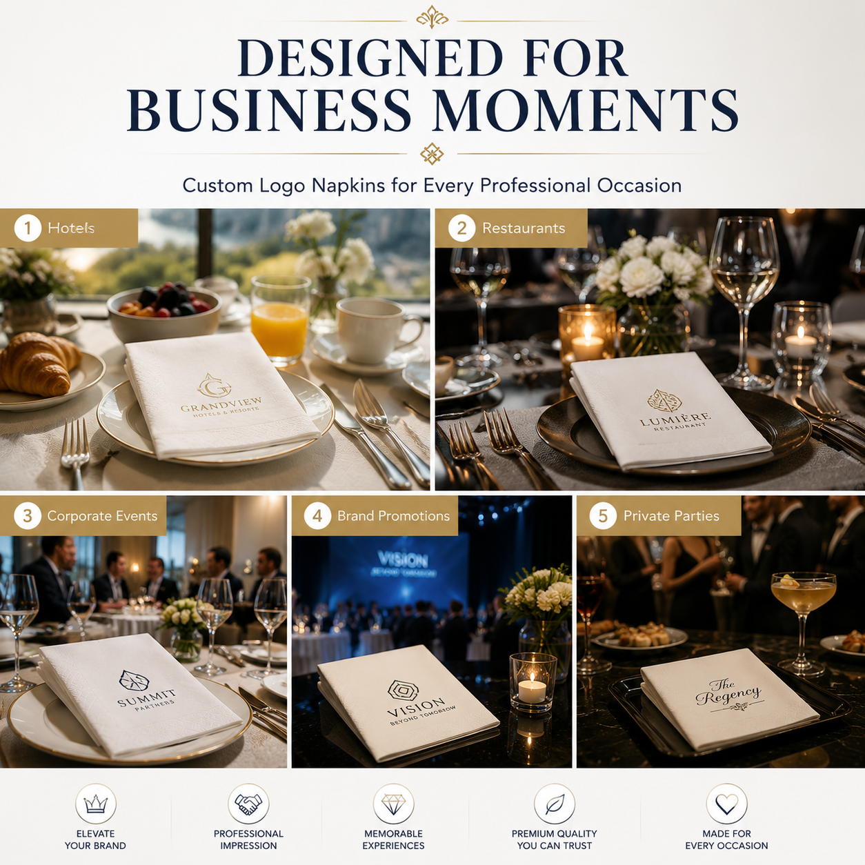 branded napkins for restaurants parties corporate events