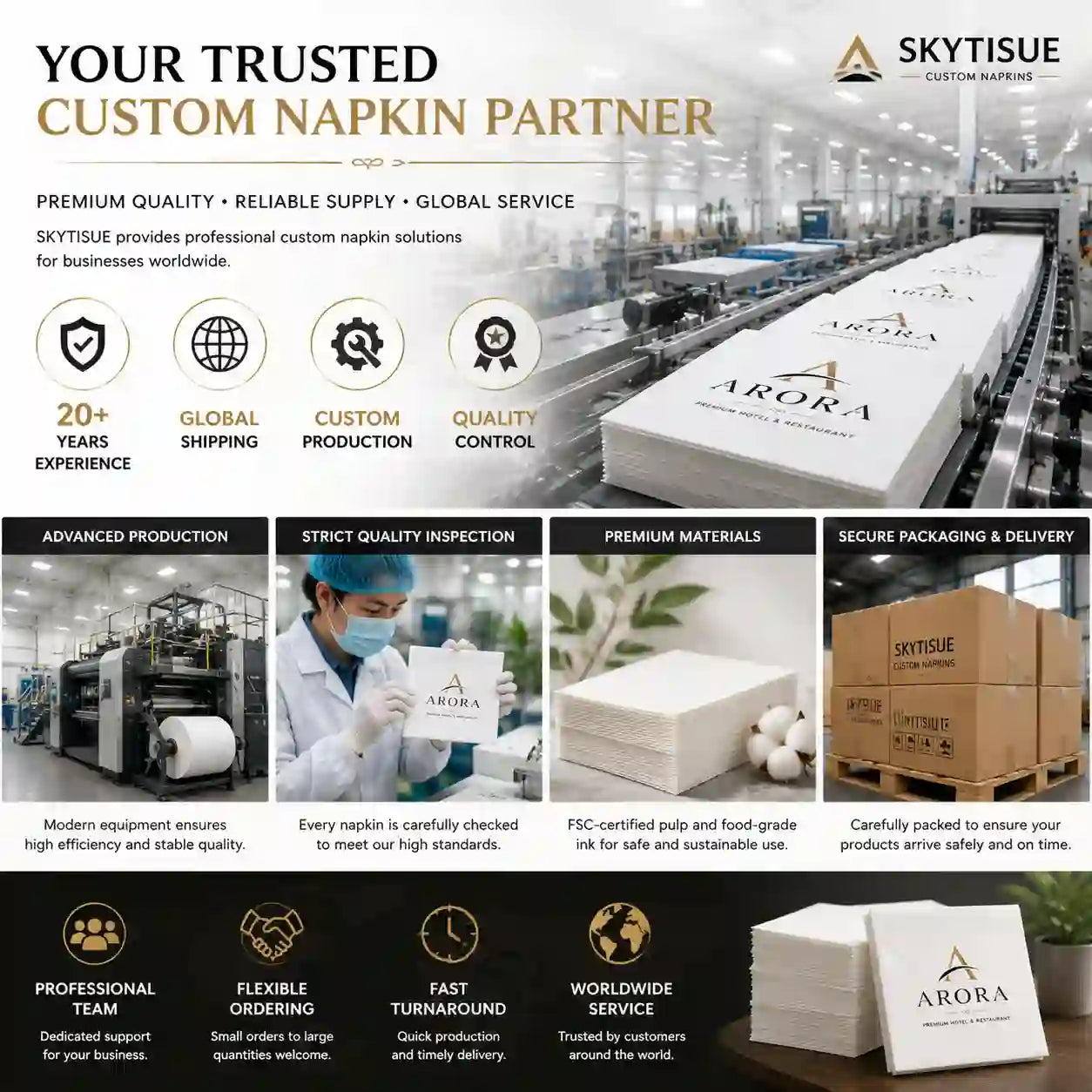 SKYTISUE professional custom napkin manufacturing factory and global supply service