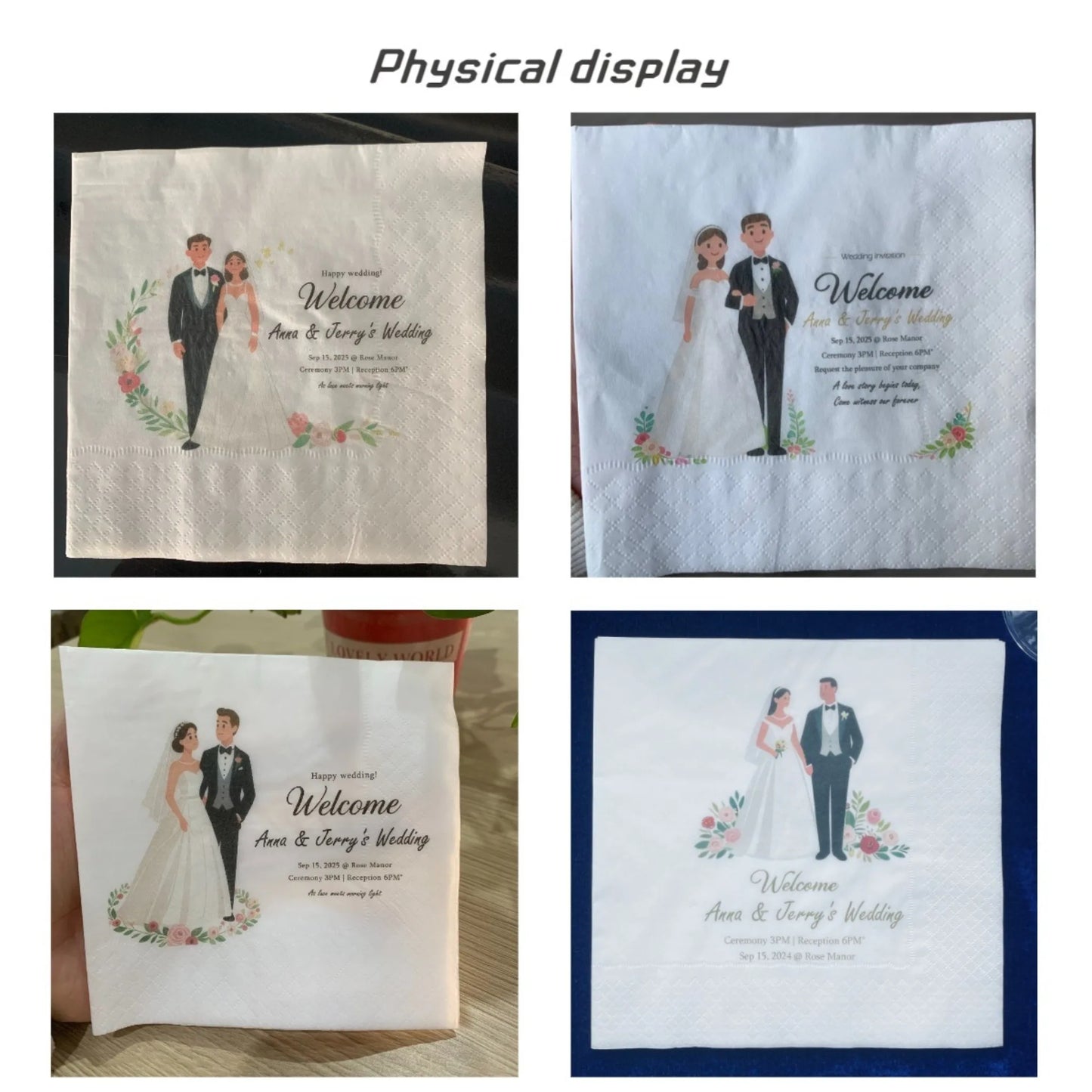SKYTISUE Personalized Wedding Napkins – Custom Printed Cocktail & Dinner Napkins
