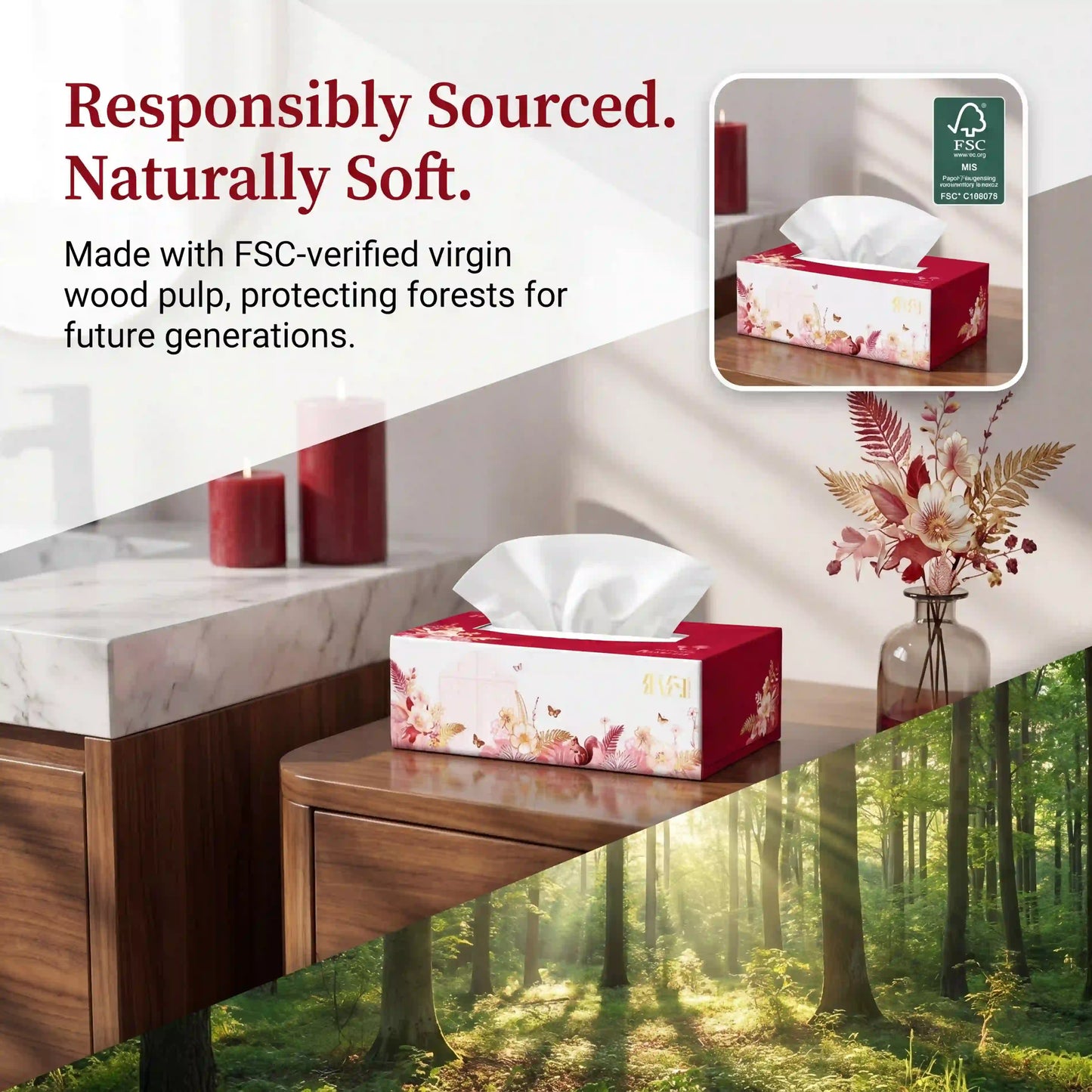 SKYTISUE Moisturizing Facial Tissue Box – Soft Lotion Tissue 300 Sheets