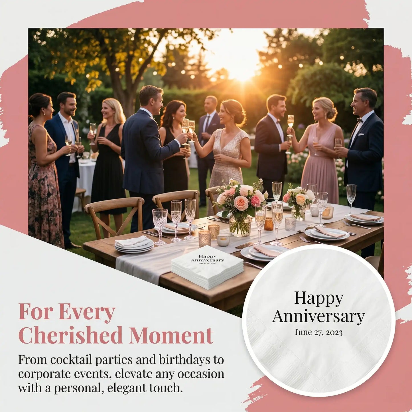 SKYTISUE Custom Personalized Wedding Napkins , Text, Photo & Logo Custom Cocktail Napkins