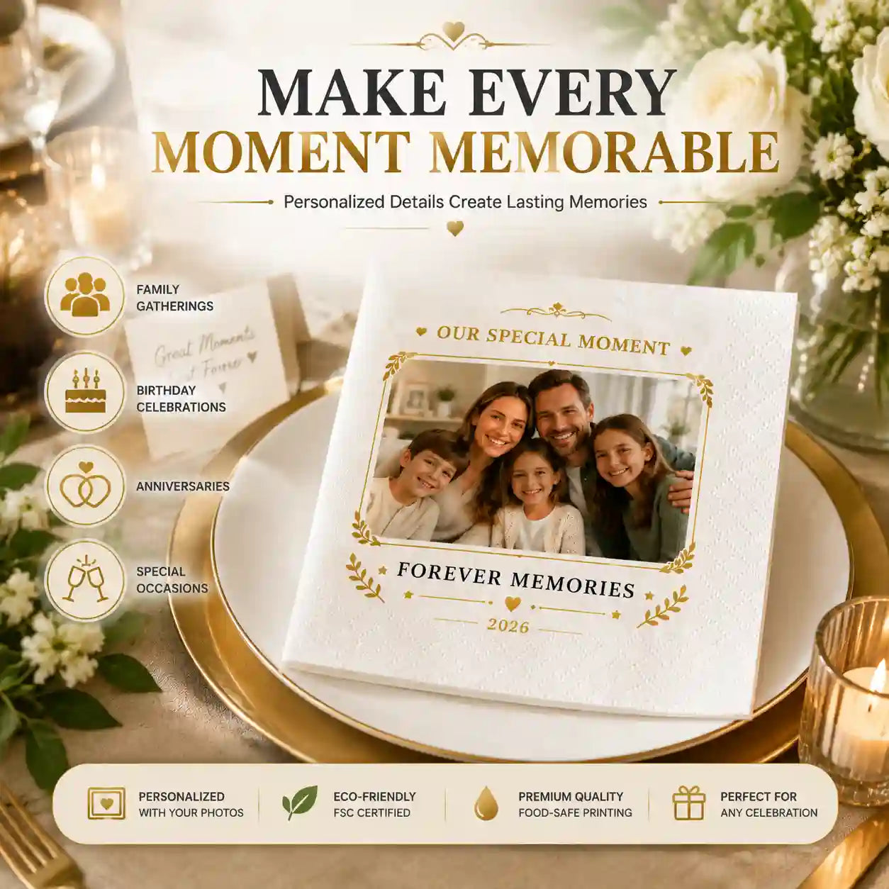 SKYTISUE premium personalized napkins with FSC material quality and custom design service