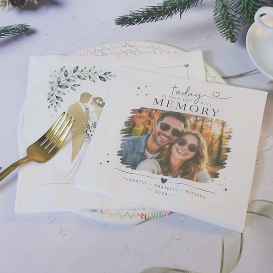 Personalized cocktail napkins custom wedding design showcase with premium paper quality, custom names, messages and elegant event decoration